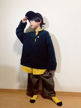 「GRISのアイテム（ニット/セーター）」を使った、manaさん（キッズ・110cm）の冬コーディネート