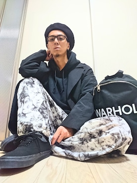 「niko and...（ニコアンド）のアイテム（ステンカラーコート）」を使った、GAKU9さん（メンズ・174cm）の冬コーディネート