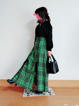 「ハイウエストスカート」｜「アイテム（その他）」を使った、未来さん（レディース・147cm）の秋コーディネート