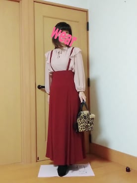 「バックロゴ」｜「アイテム（ブーツ）」を使った、未来さん（レディース・147cm）の秋コーディネート