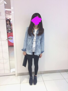 「ROXY（ロキシー）のアイテム（デニムジャケット）」を使った、Cindy.CCさん（レディース・165cm）の春コーディネート