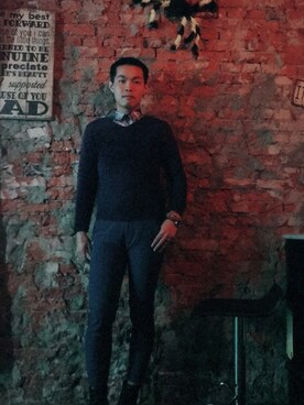 「BLESS（ブレス）のアイテム（トップス）」を使った、Randolph Chanさん（メンズ・174cm）の冬コーディネート