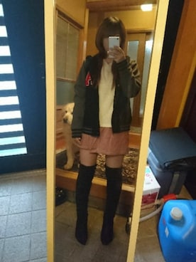 「ラップパンツ」｜「アイテム（スタジャン）」を使った、恵さん（レディース・153cm）の秋コーディネート