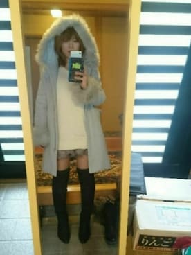 「キュロット」｜「アイテム（その他アウター）」を使った、恵さん（レディース・153cm）の冬コーディネート