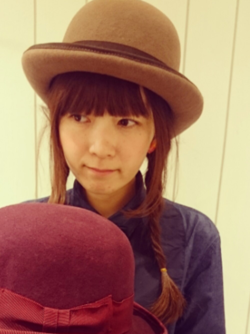 「シンプル」｜「OVERRIDEのアイテム（ハット、ブラウン系）」を使った、山苺はぐみさん（レディース・152cm）の冬コーディネートの1枚目の写真
