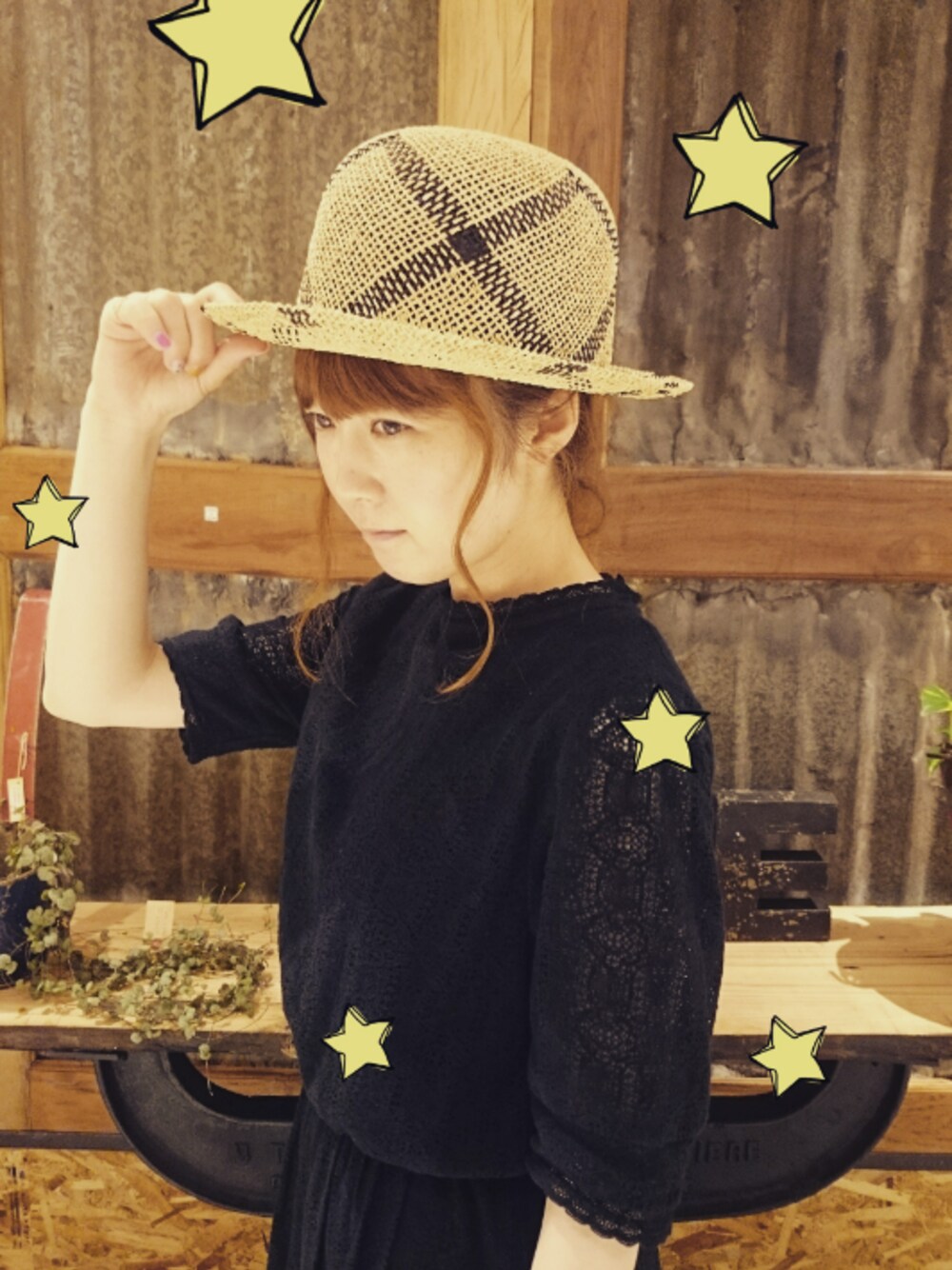 「帽子コーデ」｜「OVERRIDEのアイテム（ハット、ベージュ系）」を使った、山苺はぐみさん（レディース・152cm）の夏コーディネートの1枚目の写真