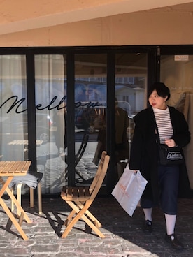 「白タイツ」｜「アイテム（ハンチング/ベレー帽）」を使った、なつみさん（レディース・160cm）の春コーディネート