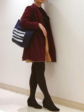 「OSMOSIS（オズモーシス）のアイテム（チェスターコート）」を使った、mayuさん（レディース・165cm）の秋コーディネート