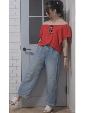 「Daniel Wellington（ダニエルウェリントン）の【Daniel Wellington】レザーバンド３６ＭＭ（アナログ腕時計）」を使った、🐰さん（レディース・155cm）の夏コーディネート