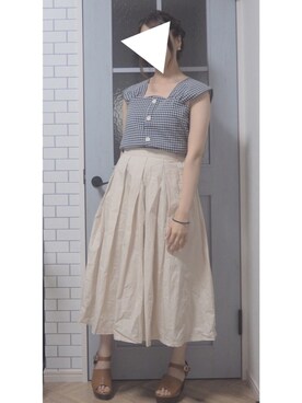 「titivate（ティティベイト）のタイプライタータックフレアスカート（スカート）」を使った、🐰さん（レディース・155cm）の夏コーディネート