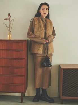 「ニットアップ」｜「アイテム（ブーツ）」を使った、i.w.u_officialさん（レディース・170cm）の秋コーディネート