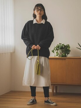 「USAコットン」｜「アイテム（スウェット）」を使った、i.w.u_officialさん（レディース・170cm）の秋コーディネート