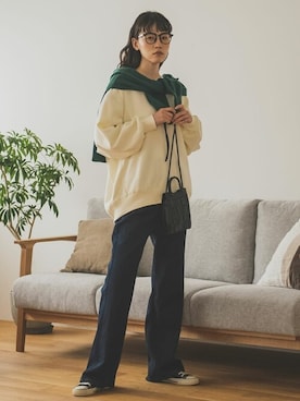 「USAコットン」｜「アイテム（スウェット）」を使った、i.w.u_officialさん（レディース・170cm）の秋コーディネート