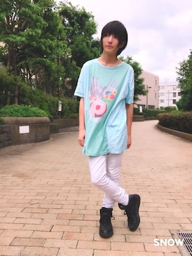 「MALKOMALKA（マルコマルカ）のアイテム」を使った、ときかわひかるさん（メンズ・161cm）の夏コーディネート