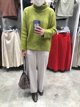 「GLOBAL WORK（グローバルワーク）のマシュマロタッチスタンドプルオーバー/834499（ニット/セーター）」を使った、みさん（レディース・165cm）の冬コーディネート