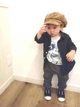 「ミッキー」｜「アイテム（キャスケット）」を使った、yuraminさん（キッズ・80cm）の秋コーディネート