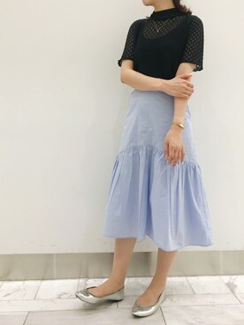 「透かし柄」｜「アイテム（アクセサリー）」を使った、eteさん（レディース・160cm）の夏コーディネート