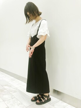 「サロペットスカート」｜「アイテム（腕時計）」を使った、eteさん（レディース・160cm）の夏コーディネート