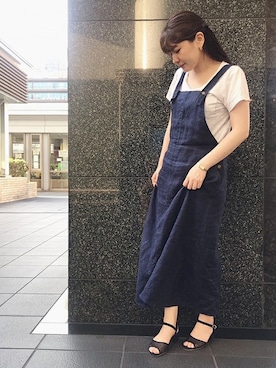 「サロペットスカート」｜「アイテム（腕時計）」を使った、eteさん（レディース・160cm）の夏コーディネート