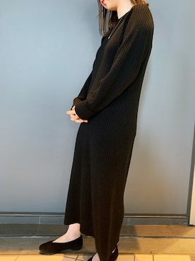 「ロングニット」｜「アイテム（アクセサリー）」を使った、eteさん（レディース・160cm）の冬コーディネート