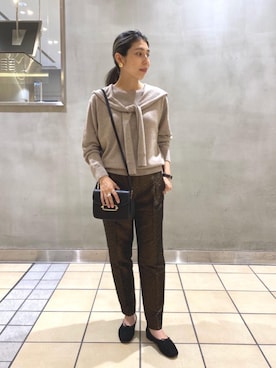 「BEAUTY&YOUTH UNITED ARROWS（ビューティーアンドユースユナイテッドアローズ）のBY レオパードジャカードバックゴムテーパードパンツ ◆（その他パンツ）」を使った、HIROYOさん（レディース・158cm）の秋コーディネート