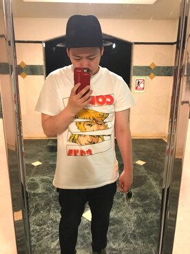 「SEVESKIG（セヴシグ）のアイテム（Tシャツ/カットソー、ホワイト系）」を使った、m.さん（メンズ）の夏コーディネート
