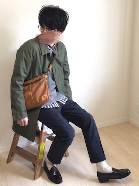 「NANO universe（ナノユニバース）のアイテム（モカシン/デッキシューズ）」を使った、しゅんたろーさん（メンズ・177cm）の冬コーディネート