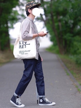 「GU（ジーユー）のアイテム（キャップ）」を使った、しゅんたろーさん（メンズ・177cm）の夏コーディネート
