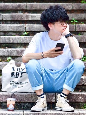 「Steven Alan（スティーブンアラン）のアイテム（バッグ）」を使った、しゅんたろーさん（メンズ・177cm）の夏コーディネート