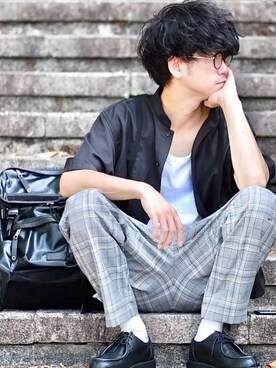 「MONKEY TIME（モンキータイム）のアイテム（その他パンツ）」を使った、しゅんたろーさん（メンズ・177cm）の夏コーディネート