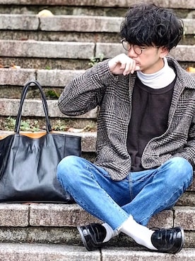 「UNIQLO（ユニクロ）のアイテム（その他トップス）」を使った、しゅんたろーさん（メンズ・177cm）の秋コーディネート