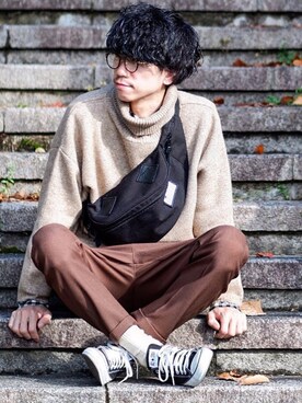 「Lui's（ルイス）のアイテム（トップス）」を使った、しゅんたろーさん（メンズ・177cm）の秋コーディネート