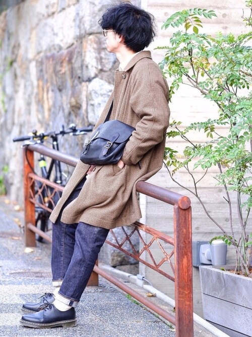 しゅんたろー is wearing JOURNAL STANDARD relume "ブリティッシュ ダブルフェイス コート #"