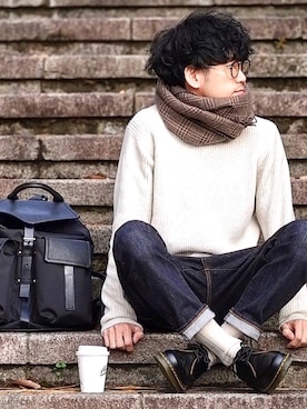 「Dr. Martens（ドクターマーチン）のDr.Martens / ドクターマーチン 1461 3EYE GIBSON SHOE 3ホール ギブソン シューズ ブーツ（ブーツ）」を使った、しゅんたろーさん（メンズ・177cm）の冬コーディネート