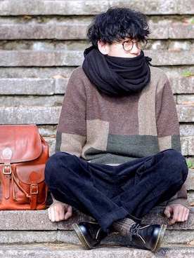 「Dr. Martens（ドクターマーチン）のDr.Martens / ドクターマーチン 1461 3EYE GIBSON SHOE 3ホール ギブソン シューズ ブーツ（ブーツ）」を使った、しゅんたろーさん（メンズ・177cm）の冬コーディネート