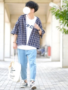 「Steven Alan（スティーブンアラン）のアイテム（バッグ）」を使った、しゅんたろーさん（メンズ・178cm）の夏コーディネート