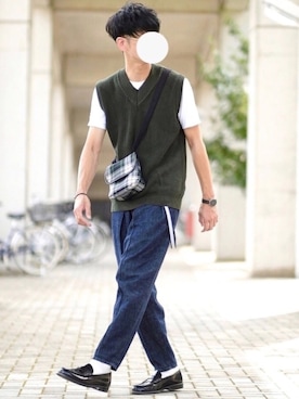 「Steven Alan（スティーブンアラン）のアイテム（バッグ）」を使った、しゅんたろーさん（メンズ・177cm）の夏コーディネート