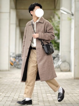 「EMMA CLOTHES（エマクローズ）のウォッシュ加工コットンビッグシルエットシャツ（シャツ/ブラウス）」を使った、しゅんたろーさん（メンズ・177cm）の秋コーディネート