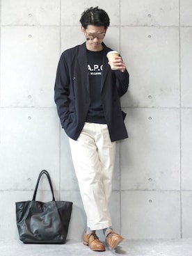 「A.P.C.（アーペーセー）のアイテム（スウェット）」を使った、しゅんたろーさん（メンズ・177cm）の冬コーディネート