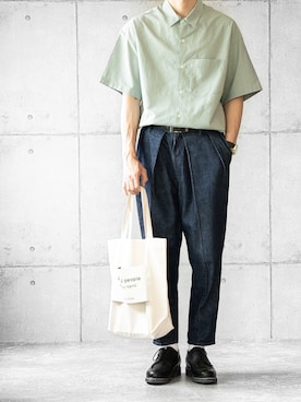 「CULLNI（クルニ）のアイテム（パンツ）」を使った、しゅんたろーさん（メンズ・177cm）の夏コーディネート