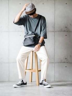 「FOSSIL（フォッシル）のアイテム（アナログ腕時計）」を使った、しゅんたろーさん（メンズ・177cm）の夏コーディネート