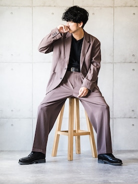 「JUNRED（ジュンレッド）のアイテム（スラックス）」を使った、しゅんたろーさん（メンズ・177cm）の秋コーディネート