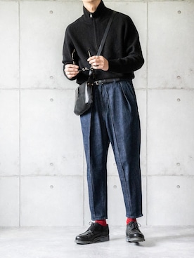 「CULLNI（クルニ）のアイテム（パンツ）」を使った、しゅんたろーさん（メンズ・177cm）の冬コーディネート