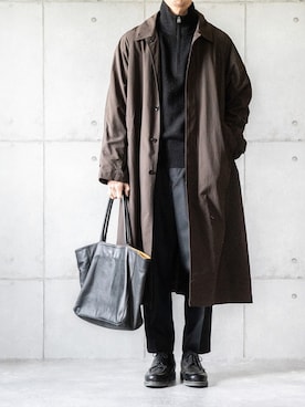 「Steven Alan（スティーブンアラン）のアイテム（ステンカラーコート）」を使った、しゅんたろーさん（メンズ・177cm）の冬コーディネート