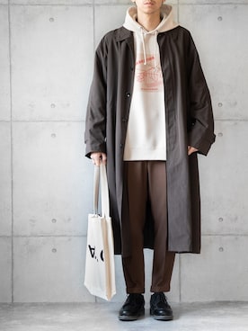「Steven Alan（スティーブンアラン）のアイテム（ステンカラーコート）」を使った、しゅんたろーさん（メンズ・177cm）の冬コーディネート
