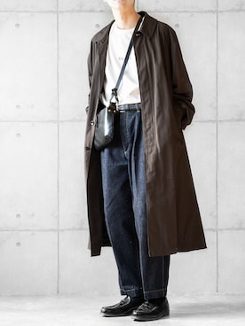「Steven Alan（スティーブンアラン）のアイテム（ステンカラーコート）」を使った、しゅんたろーさん（メンズ・177cm）の冬コーディネート