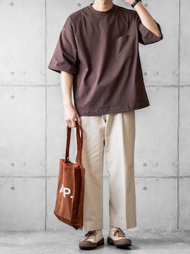 「nowm（ノウム）のアイテム（トップス）」を使った、しゅんたろーさん（メンズ・177cm）の春コーディネート