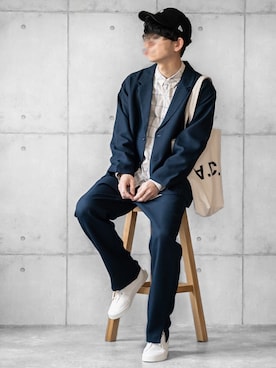 「NYLAUS（ナイラス）のアイテム（ジャケット/アウター）」を使った、しゅんたろーさん（メンズ・177cm）の春コーディネート