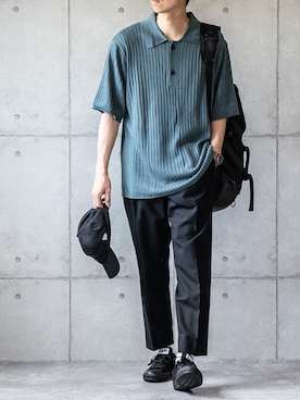 「markaware（マーカウェア）のアイテム（パンツ）」を使った、しゅんたろーさん（メンズ・177cm）の春コーディネート
