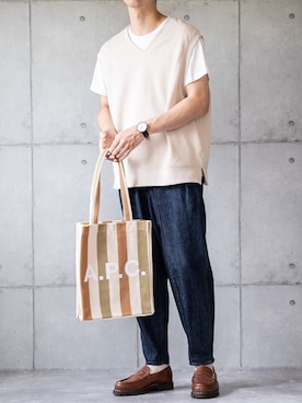 「CULLNI（クルニ）のアイテム（パンツ）」を使った、しゅんたろーさん（メンズ・177cm）の夏コーディネート
